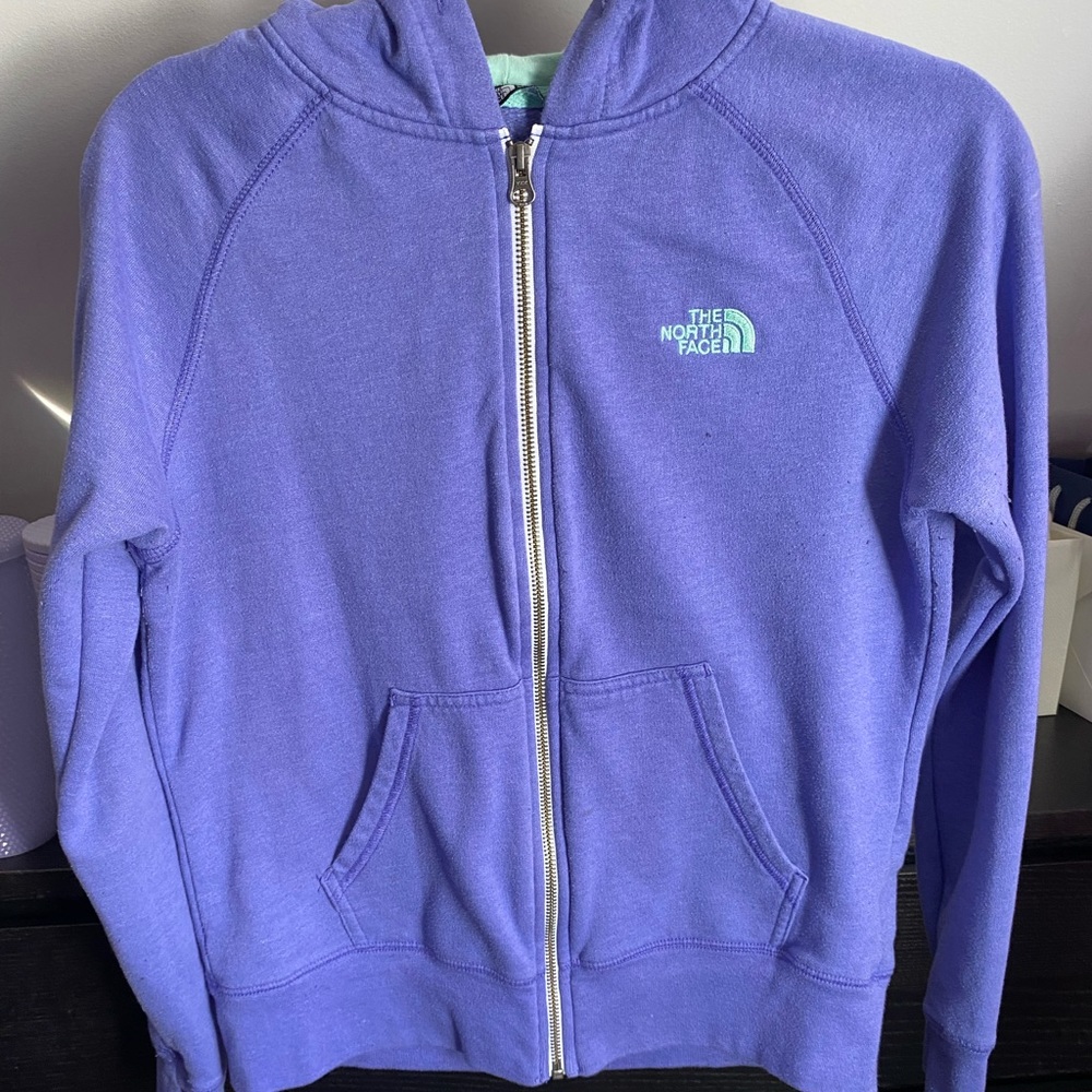 The North Face Purple and Mint Green Full Zip Hoodie - M